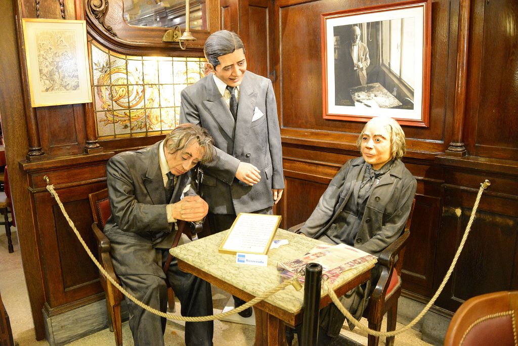 07 Wax Figures Of Jorge Luis Borges, Carlos Gardel and Alfonsina Storni At Cafe Tortoni On Avenida de Mayo Avenue Buenos Aires